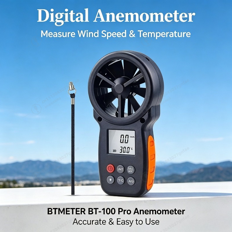 Anemometer Wind Speed - BT-100 Digitale anemometer Handbediende windsnelheidsmeter voor