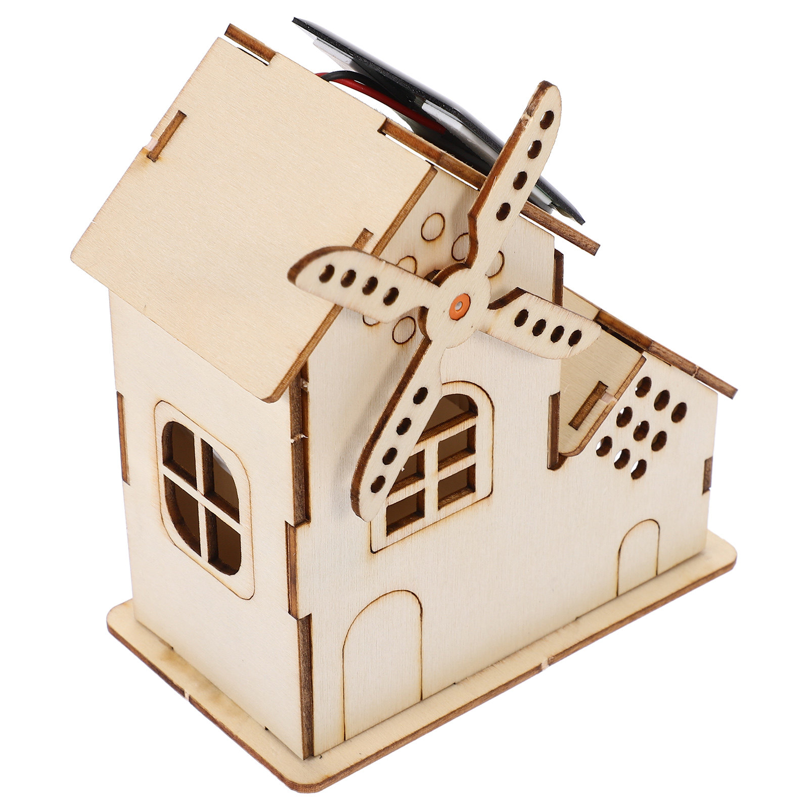 Science Kit - 1Set Zonne-Windmolen Houten Huis DIY Wetenschapsexperiment