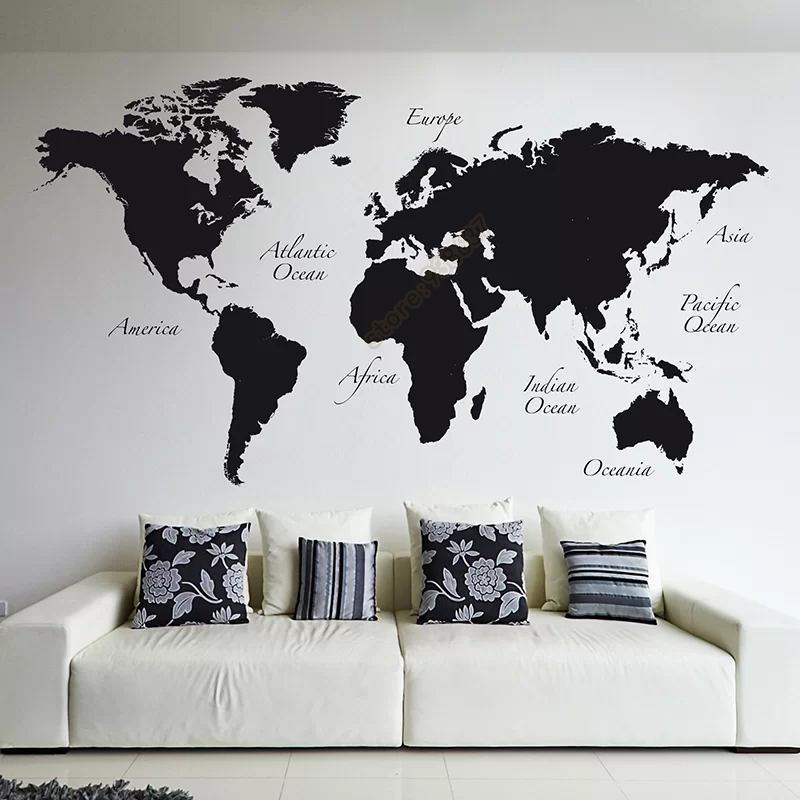 Star Map Poster - Grote Wereldkaart Vinyl Muurtattoo Home Decor