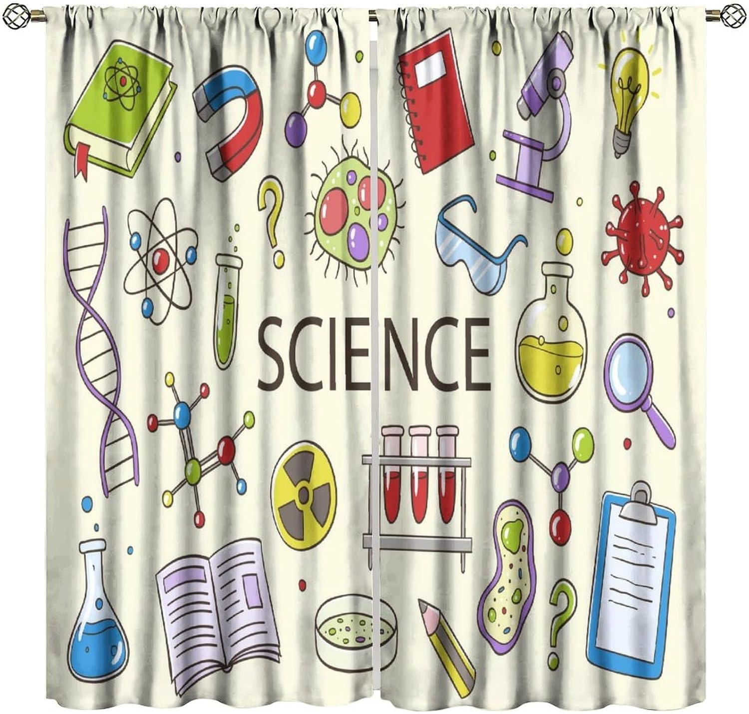 Science Nursery - Wetenschapsgordijn Educatief STEM Klaslokaal Decoratie Chemie