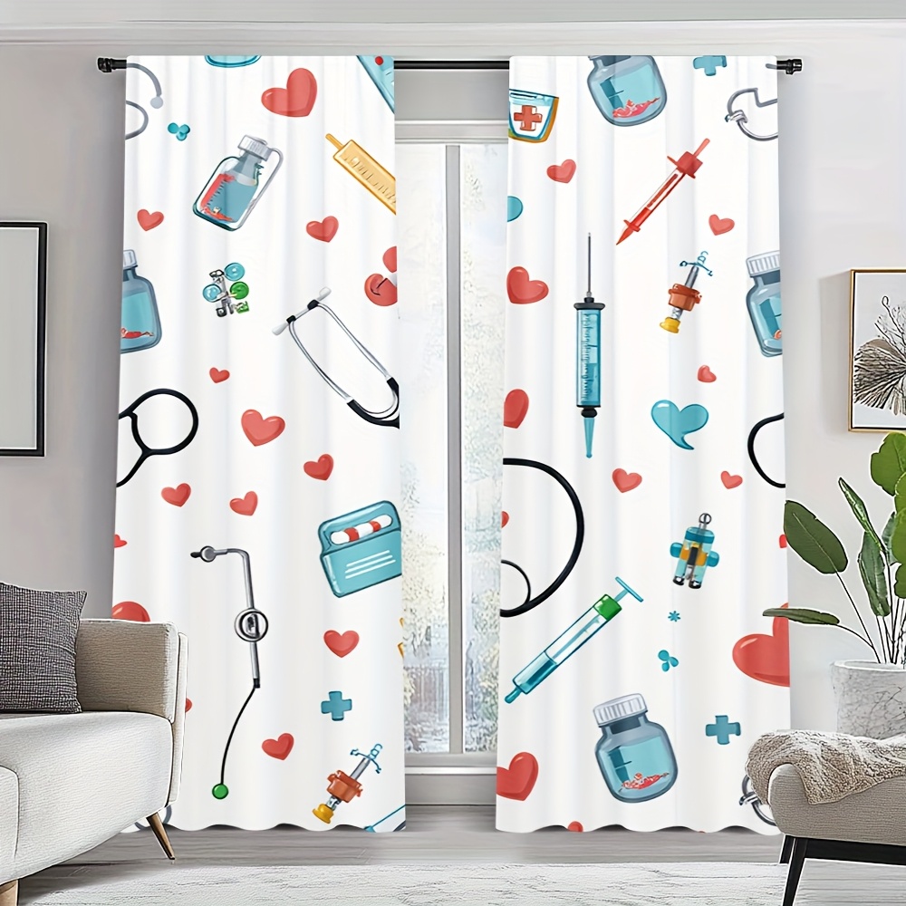 Science Nursery - Esthetische medische patroongordijnen polyester woondecoratie raamgordijnen