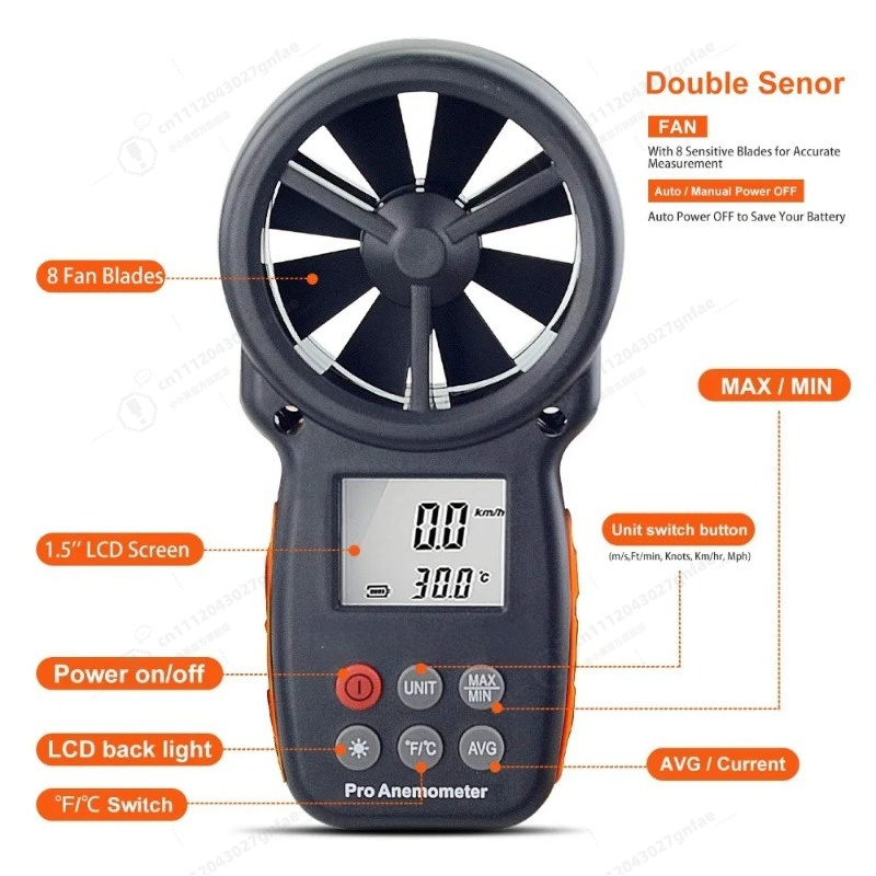 BT-100 Digitale anemometer Han - Anemometer Wind Speed recensie en prijs